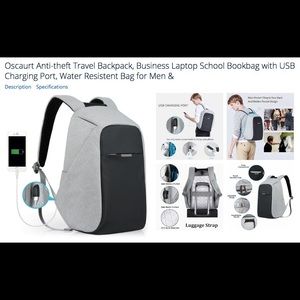 🔹OSCAURT Anti-theft, USB, laptop backpack